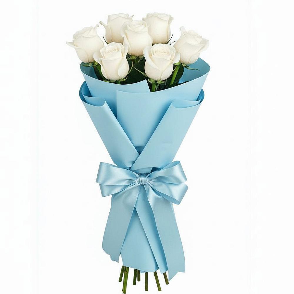 Букет 7 белых роз Проуд в Булатниково