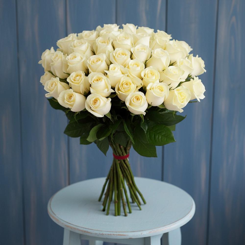 Букет 51 Белая роза Эдлесс Лав в Булатниково