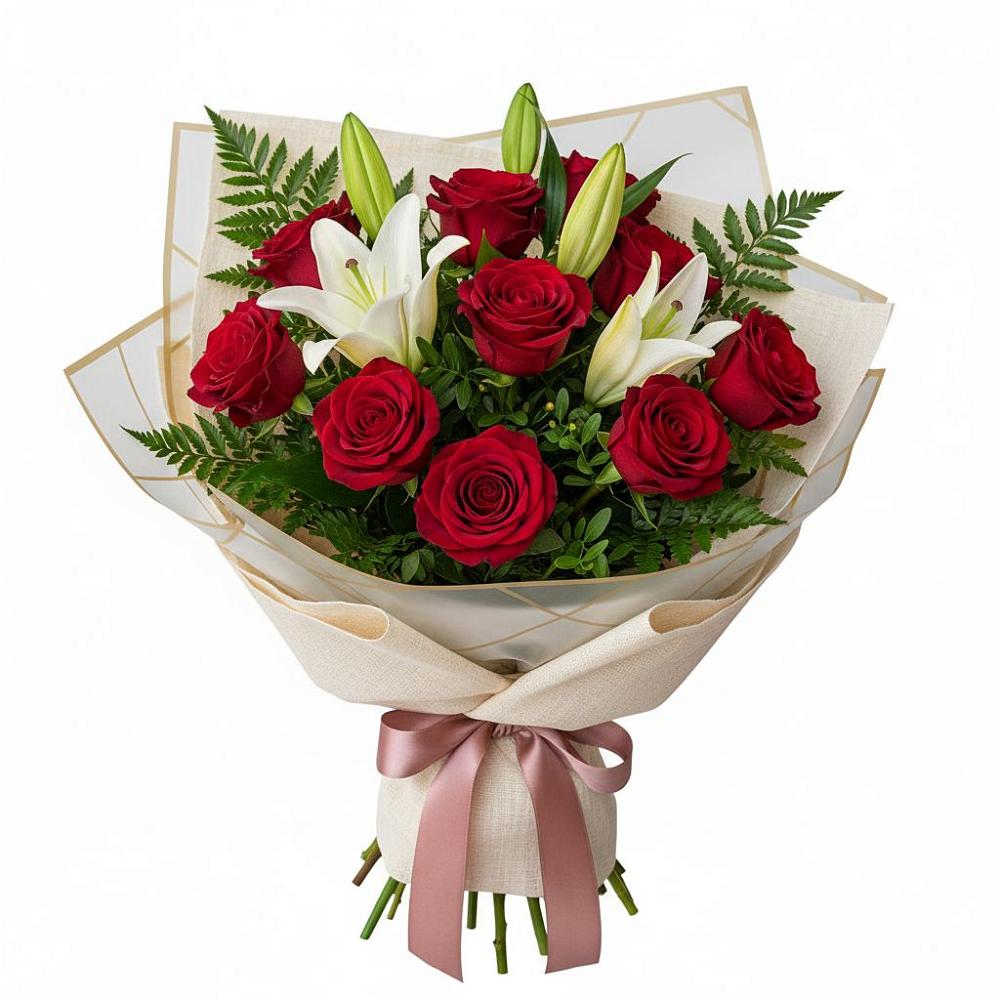 Букет цветов из: Лилии и Розы в Булатниково