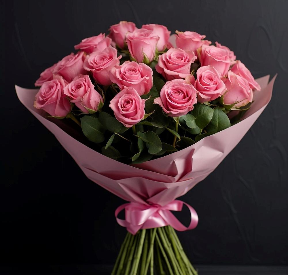 Букет 25 розовых роз в Булатниково