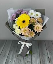 Букет цветов из:  Розы, Герберы и Хризантемы в Булатниково
