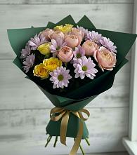 Букет цветов из:  Хризантемы и Розы в Булатниково