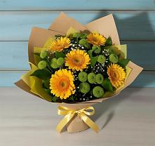 Букет цветов из:  Герберы и Хризантемы в Булатниково