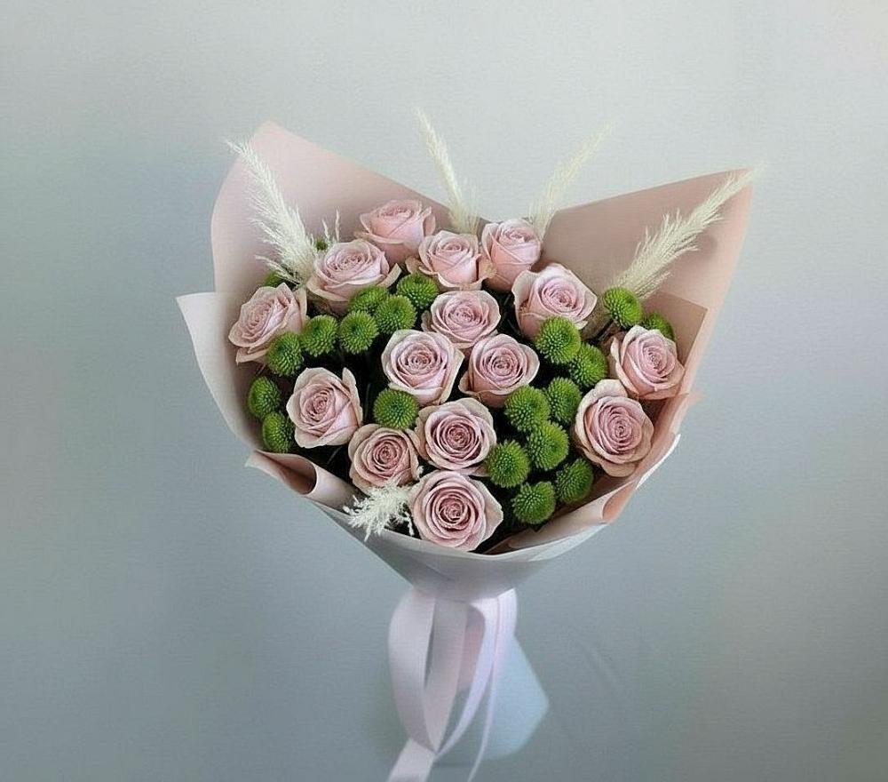 Букет цветов из: Розы и Хризантемы в Булатниково