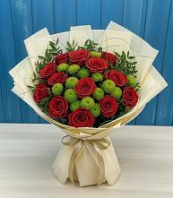 Букет цветов из:  Розы и Хризантемы в Булатниково