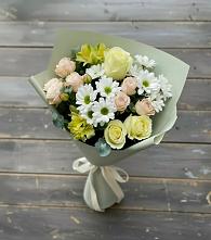 Букет цветов из:  Альстромерии, Розы и Хризантемы в Булатниково