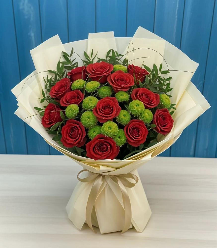 Букет цветов из: Розы и Хризантемы в Булатниково